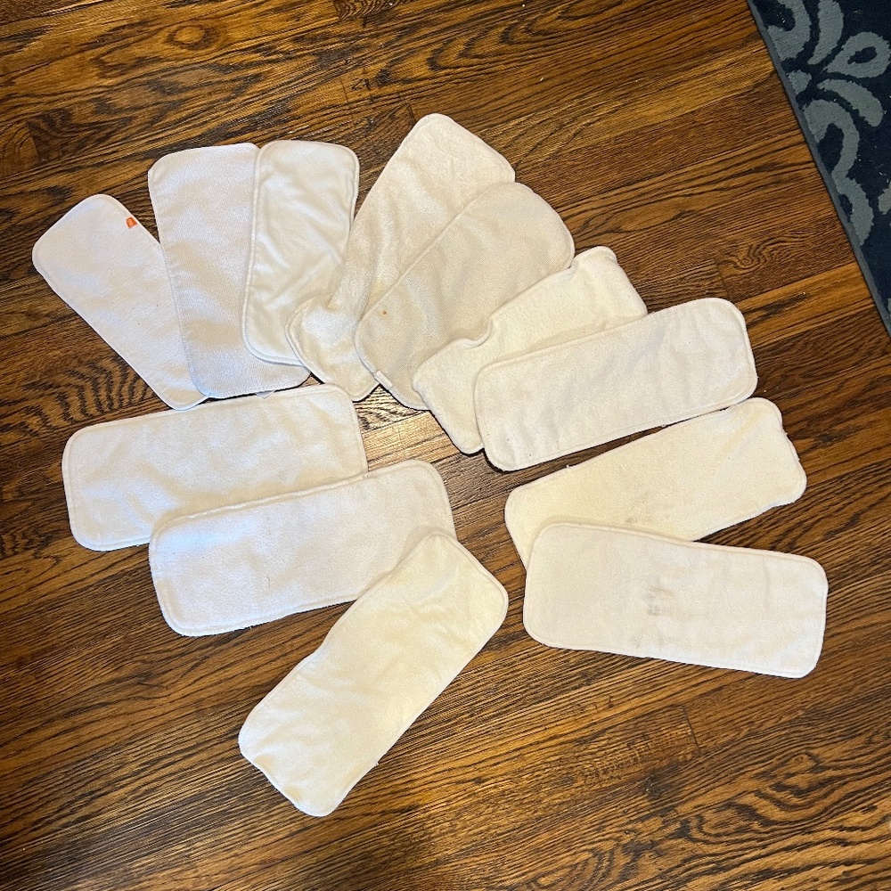 12 White Diaper Inserts & 6 Charcoal Inserts